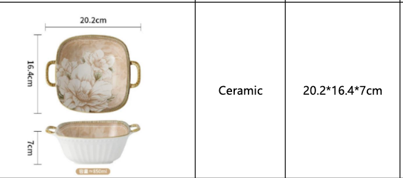7.75-inch double- eared square bowl
